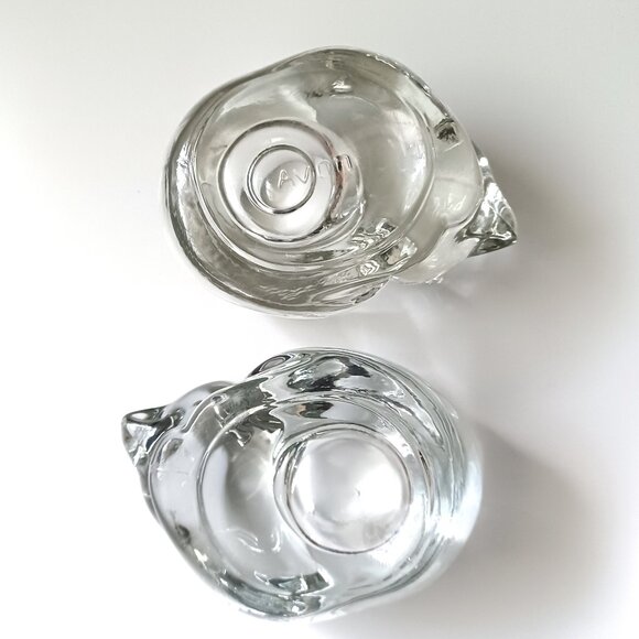 Lot of Two Glass Sleeping Cat Votive Candle Holders Avon and Unknown - Picture 4 of 9